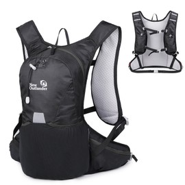 Outplea 12L Cycling Backpack for MTB Motorbike, Reflective Bike Rucksack with Phone Holder, Small Hiking Backpack Fits Hydration System for Outdoor Walking, Black