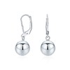 Simple Basic Dangling Lever back Round Bead Ball Drop Earrings