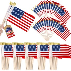 100 PCS Small American Flags on Stick, 4 x 6 Inches Fourth of July Decorations, Tear-resistant 4th of July Flag Memorial Day Flags, Anti Wrinkle Independence Day Decor Patriotic Parade Accessories