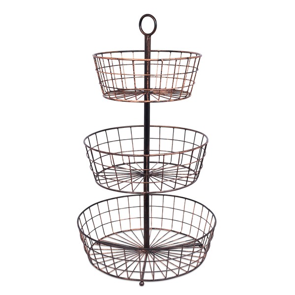 BirdRock Home 3 Tier Wire Fruit Basket Bowl - Round