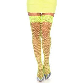 LEG AVENUE Women's Stay Up Tights, neon yellow