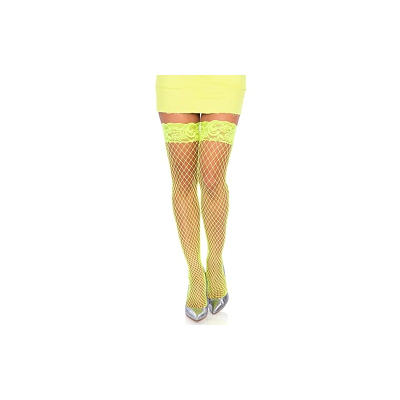 LEG AVENUE Women's Stay Up Tights, neon yellow