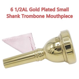 CashBeat 6 1/2AL Gold Plated Small Shank Trombone Mouthpiece, Euphonium Mouthpiece for Superior Sound, Compatible with Baritone and Tenor Trombone, Brass Instrument Accessories