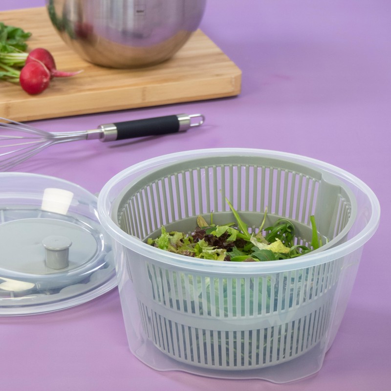kela Salatschleuder Mailin PP-Kunststoff grau 17,5cm 24,5cmØ 4,4l, 24,5x24,5x17,5 cm