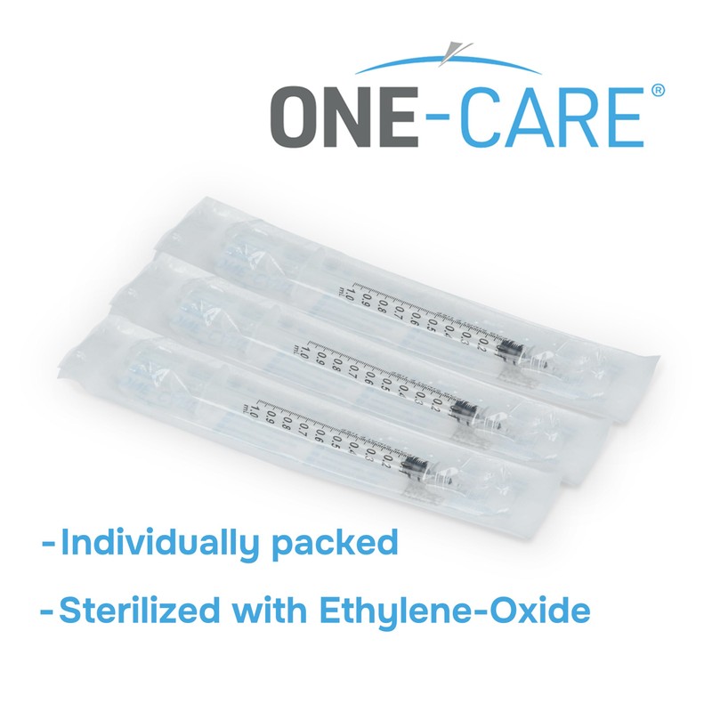 ONE-CARE 1ml Luer Lock Syringe, Sterile, Low Dead Space, 100/bx