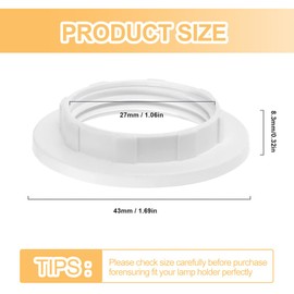 GHPKOTW Lampshade Reducing Ring Screw Ring E14 White 27 mm Lampshade Screw Ring for Lampshade Holder, Table Lamp, Ceiling Lights, Floor Lampshade Ring, Plastic, Pack of 8