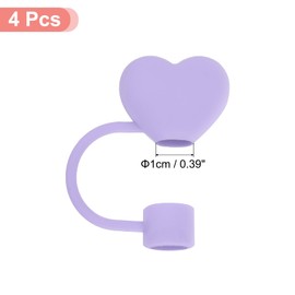 uxcell 4pcs Heart-shaped Straw Cap 10mm Silicone Reusable Tumbler Straw Cover Cap Accessories for Tumbler Cup Dust-proof Leak-proof, Purple