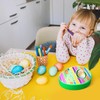 12 Pieces Wooden Fake Eggs, White Wooden Easter Egg Wood