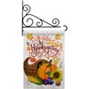 Thanksgiving Cornucopia Garden Flag - Set Wall Holder Fall Turkey