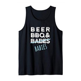 Beer, BBQ, Babes, Babies Funny Father Pregnancy Announcement Tank Top