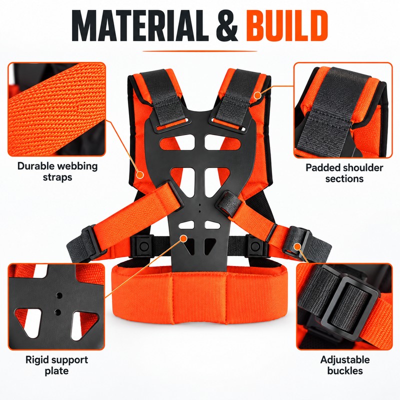Adjustable Brush Cutter Harness for Yard Work – Padded Double