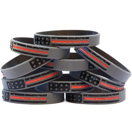 10 Vintage Flag Thin RED Line Wristbands