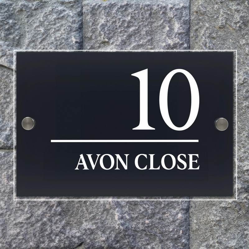 Badgemaster Layered Glass Effect Modern Anthracite Acrylic House Number Sign