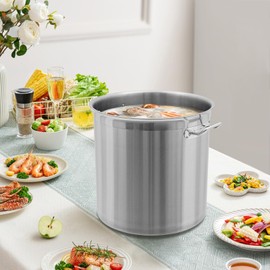 Treliamd 36 QT Stainless Steel Stock Pot For Seafood Boil Pot with Handle, Cookware for Crawfish Crab Shrimp Lobster Boiling Pot, Turkey Fryer Pot, Tamale Steamer Pot with Strainer