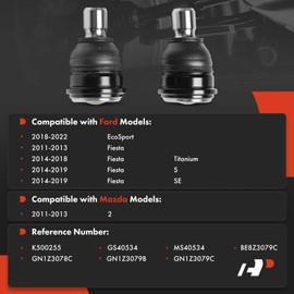 A-Premium 2 x Front Lower Ball Joints, Compatible with Ford Fiesta 2011-2019, EcoSport 2018-2022 & Mazda 2 2011-2013