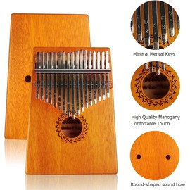 Kalimba 17 Keys, FLSEPAMB Thumb Piano with Learning Package, Kalimba Instrument, Kalimba Finger Piano for Kids, Woman and Man (Brown)