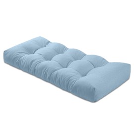 Bench Cushion 30 inches,Indoor/Outdoor Non-Slip Tufted Cushions, Premium Waterproof Linen, Soft Piano Sofa Cushions, Entryway Storage, Bay Window, High-Density Memory Foam(Grey Blue-30x14x4in)