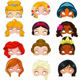 Princess Masks for Party Bag Fillers,12pcs Colour-In Masks Princess Party Masks Dress Up Cosplay Mask,Costumes Party Favors Princess Masks for Girls Women Masquerade Birthday Girls Party Supplies