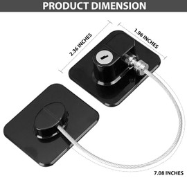 Refrigerator Lock with 2 Keys for Kids, Heavy Duty Fridge Lock, Child Proof Cabinet Locks, Freezer Lock, Drawers, Dishwasher, Toilet No Drilling, Black (1 Pack)