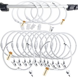 Lsgoodcare 20Pcs Openable Curtain Clips with Rings White 3Inch, Strong Metal Decorative Curtain Clip, Rustproof Drapery Open Clip Rings