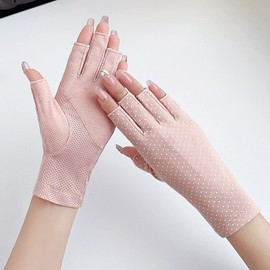 CHENGZI Women Girls Summer Fingerless Gloves Non-Slip UV Protection Driving Gloves Outdoor Gloves, pink