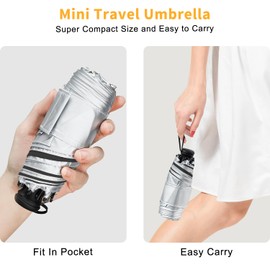 ECOBRELLA UPF 50+ UV Protection Umbrella Mini Travel Umbrella Compact Manual Open Small Mini Sun Umbrella Mini Umbrella For Purse，BLACK colour 4