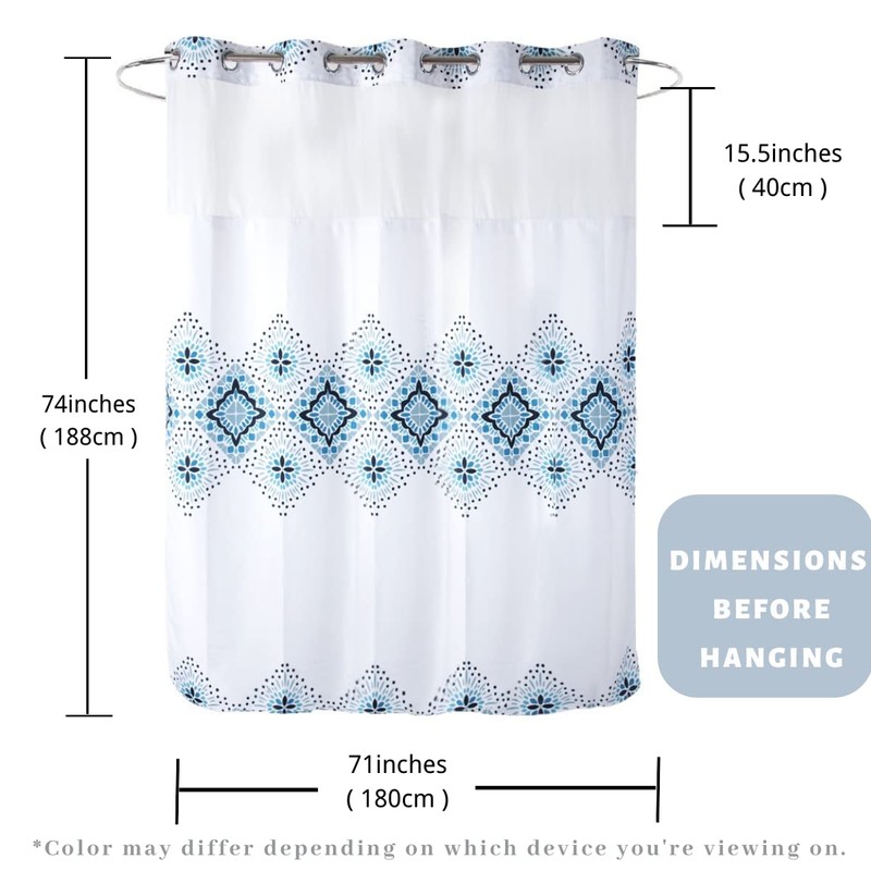 Ecoehoe 71" W x74 H Hotel Grade Fabric Hook Free