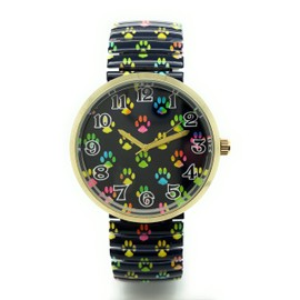 VERSALES Varsales Ladies Novelty Animal Dog Elegant Stretch Elastic Band Analog Quartz Fashion Watch (Paws Navy)