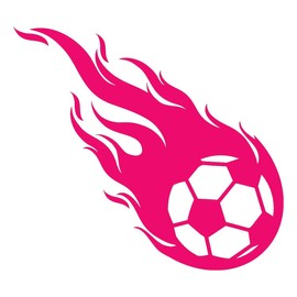NBFU Decals Soccer Ball Fire Flame 1 (Pink) (Set of 2) Premium Waterproof Vinyl Decal Stickers for Laptop Phone Accessory Helmet Car Window Bumper Mug Tuber Cup Door Wall Decoration
