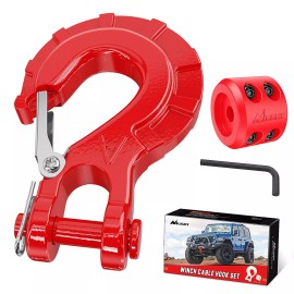 Nilight Forged Steel Winch Hook 3/8" Grade 70 Safety Latch Winch Cable Hook