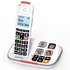 Swissvoice 2355 Single Cordless Big Button Phone for Elderly with Answer Machine - Loud Phones for Hard of Hearing - Hearing Aid Compatible Phones - Cordless Number Telephone