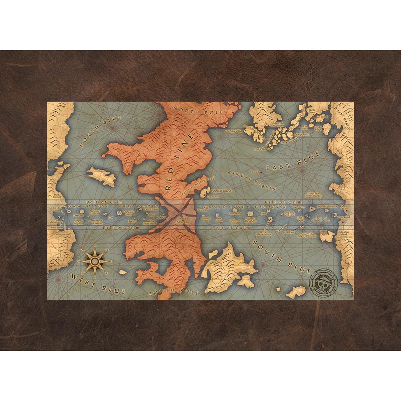 One Piece World Cloth Map Scroll