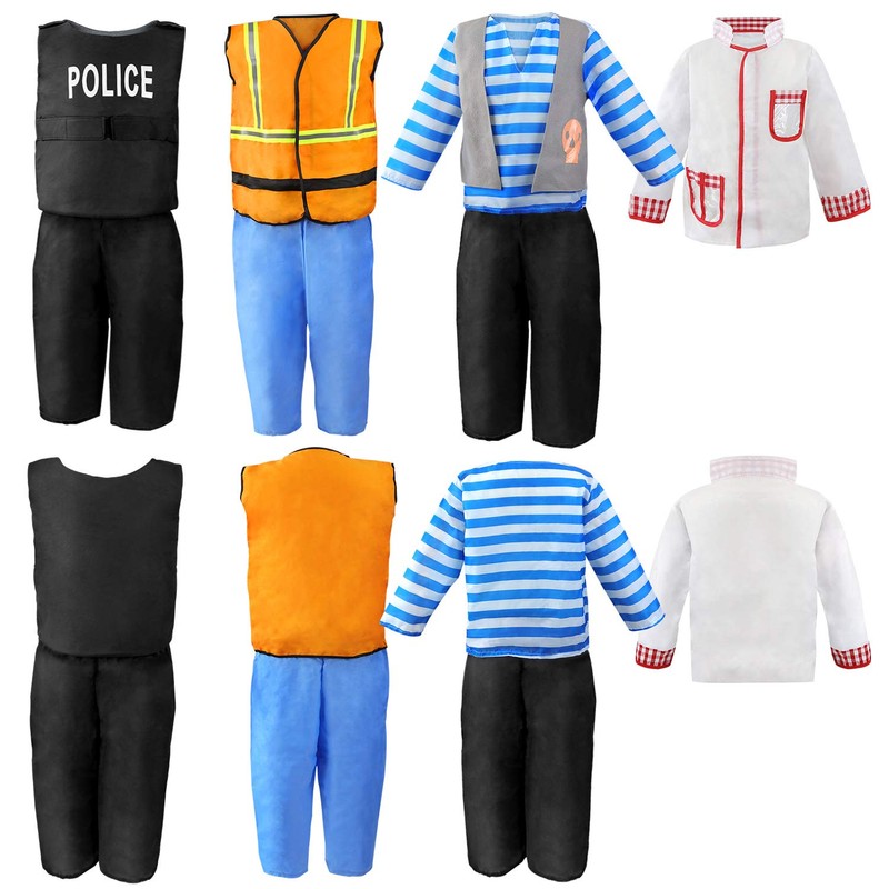 Sinuo Boy's Dress Up Costumes Trunk Set 11pcs, Pirate, Chef,