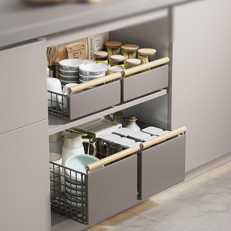 Curtainboro Pull Out Cabinet Organizer Fixed With Adhesive Film, Heavy