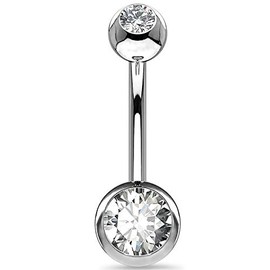 OUFER 14G Belly Button Piercing, Titanium, 8 mm 12 mm 14 mm 16 mm Bar Length, Long Short CZ Balls, Titanium Belly Button Piercing, Navel Bars, Silver, 1.6 mm Navel Ring, Women’s Men’s Gift Jewellery, Titanium