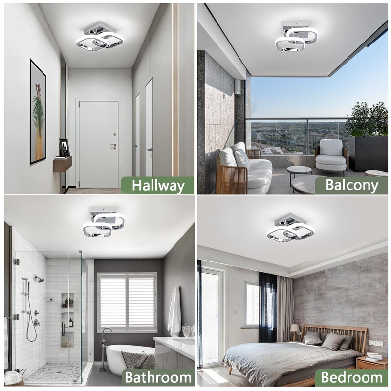 EIDISUNY LED Ceiling Light Modern Ceiling Lamp Silver Square Simple
