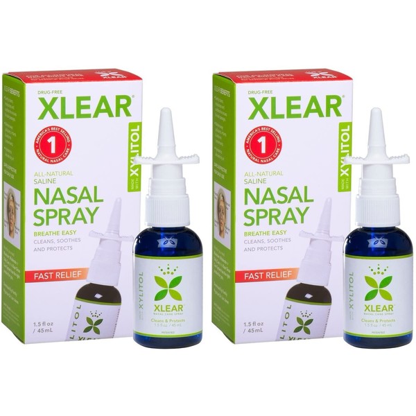 XLEAR Nasal Spray (Pack of 2) with Xylitol, Saline, Purified Water and Grapefruit Seed Extract, for Optimal Health to Cleanse Sinuses and Nasal Passages, Use as Often as Needed, 1.5 fl. oz.