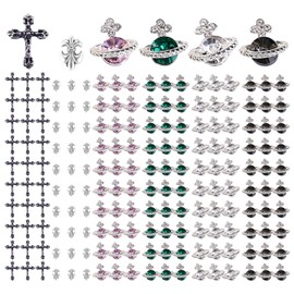 60 Pieces of Nail Accessories, Planet and Cross Nail Art Accessories, Shiny Nail Art Decorations, Retro Nail Art Pendants, Nail Sticker Diamonds, DIY Nail Art Accessories