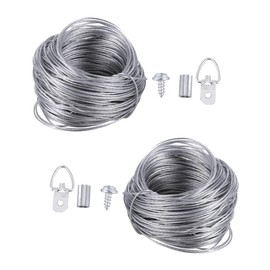 Vaguelly 2Sets Picture Frame Hanging Kit Wire Rope with Hanging Hooks Durable Picture Hanger System for Home Office and Gallery Wall Decorations