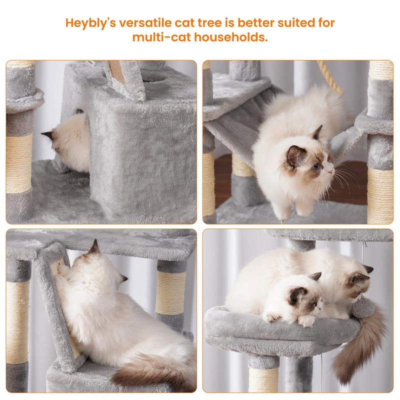Heybly Cat Tree, 68 inch Multi-Level Cat Tower for Indoor