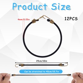 12 Pack Mini Bungee Cords with Hooks, 10 Inch Short Bungee Cord Multicolor Rubber Bungees Straps for Bikes, Camping, Tools, Tarps and Cargo, Hang Christmas Ornaments（6 Colors）