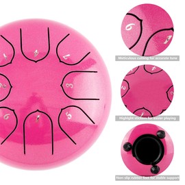 Ubblove Tongue Drum 8 Notes 6 inches Musical Steel Drum Percussion Instrument with Drum Mallets Carry Bag Great Gift for Beginner Adult Kid (pink)