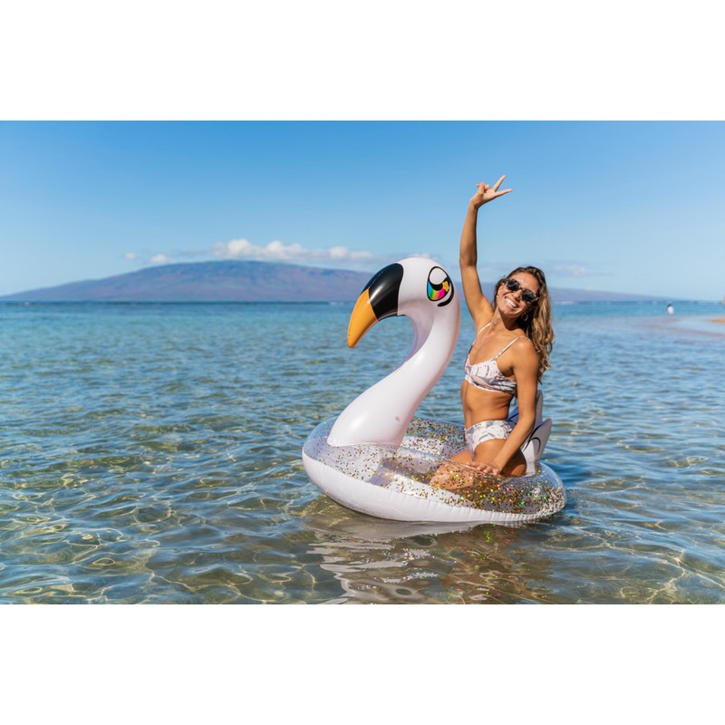 Gold Glitter Swan Inflatable Jumbo 48" Pool Tube by PoolCandy