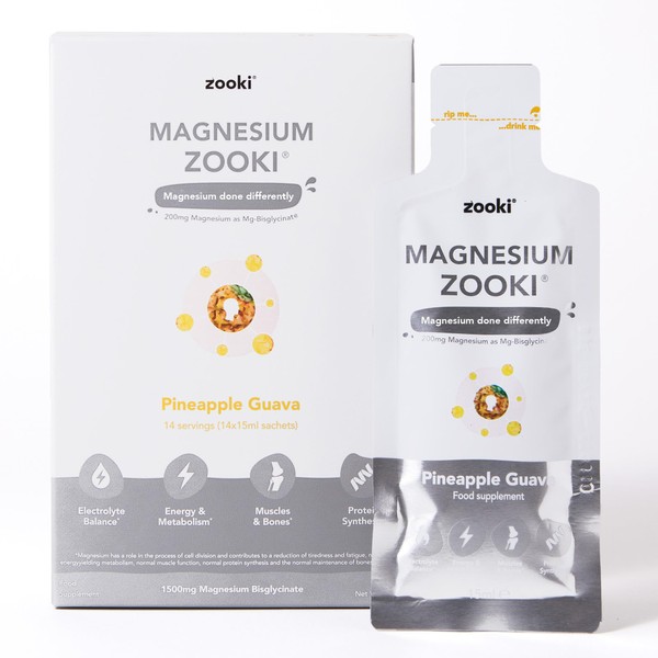 Zooki Zooki 1500mg Liposomal Magnesium Bis-Glycinate Liquid Sachets, 200mg Elemental