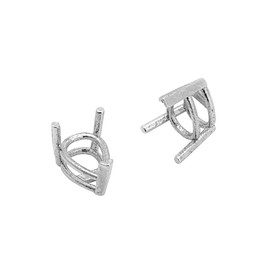 Cesta de plata de ley 925 con 3 puntas para piedras preciosas facetadas o cristales en forma de pera de 5 x 7 mm, ideal para creaciones de joyas de anillos, se vende en paquetes de 5 piezas