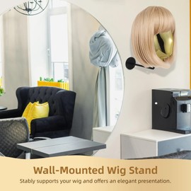 Mannequin Head Block, Wall Mount Wig Stand, Luxury Gold Chrome Wig Display Holder, Wig Head Rack, Manikin Head for Displaying Hats, Headwear, Glasses