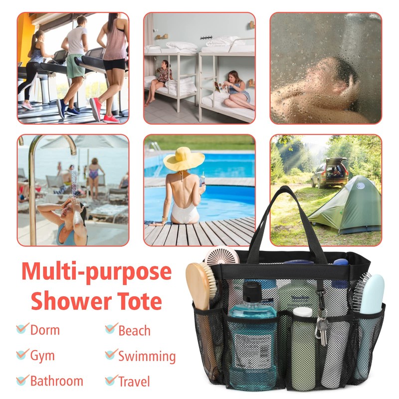 F-color Mesh Shower Caddy Portable, Upgrade Deeper 7 Pockets Basket