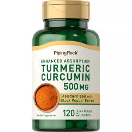 Piping Rock Turmeric Curcumin with Black Pepper | 500mg | 120 Capsules | by Piping Rock
