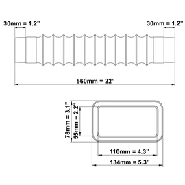 110x55mm Flexible Duct with Connectors - Rectangular Flat PVC Ducting