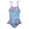 Girls One Piece Swimsuit 5-6 Years Blue Mermaid Scales Novelty
